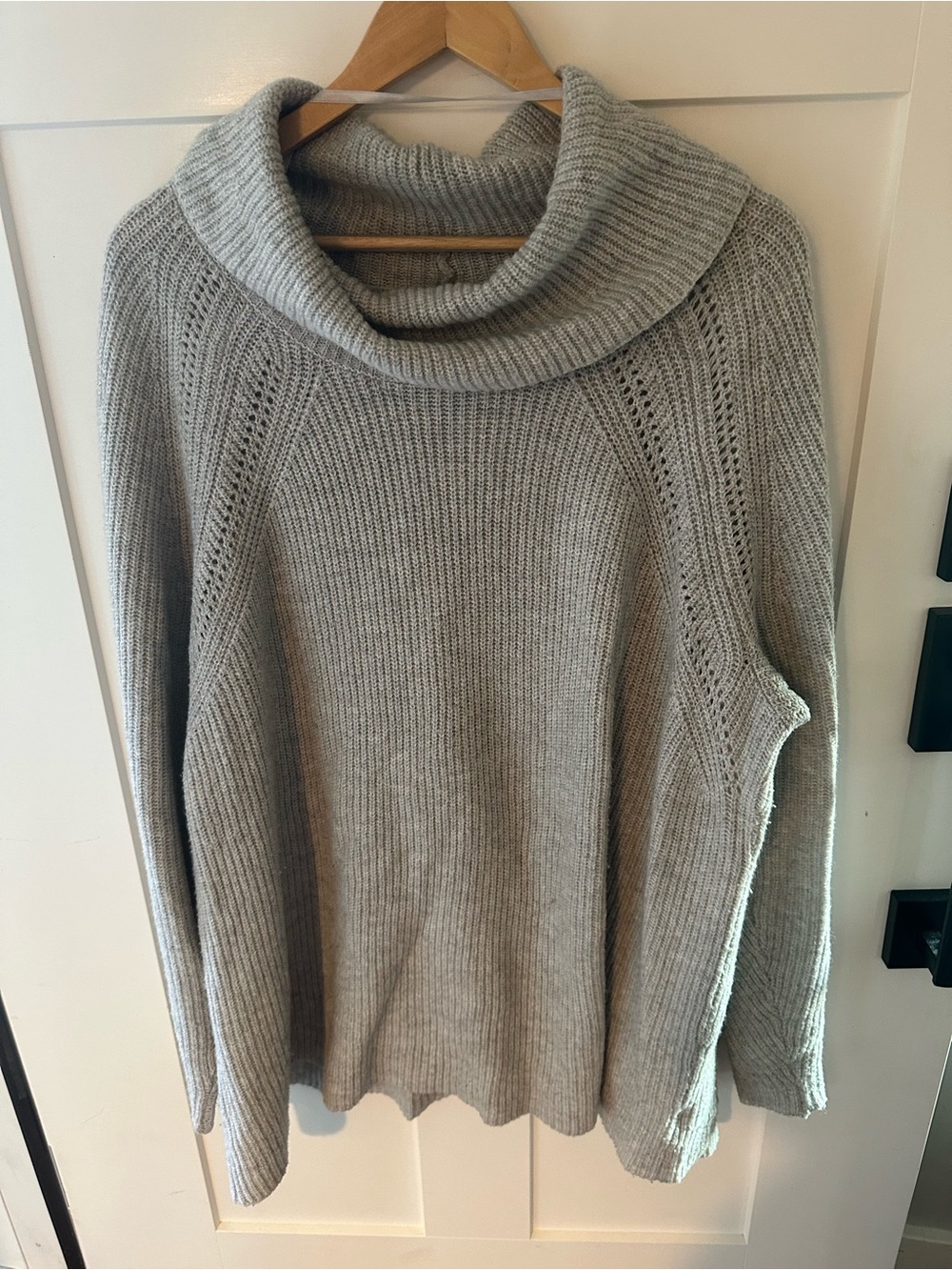 Lane Bryant Light Gray Ribbed Cowl Neck Sweater